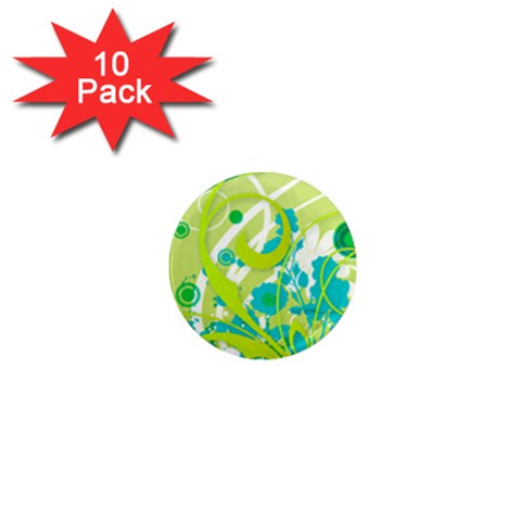 Green Blue Flower Art 1  Mini Magnet (10 pack)  from ArtsNow.com Front