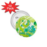 Green Blue Flower Art 1.75  Button (10 pack) 