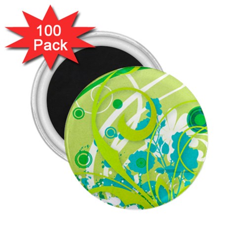 Green Blue Flower Art 2.25  Magnet (100 pack)  from ArtsNow.com Front