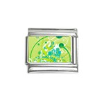 Green Blue Flower Art Italian Charm (9mm)