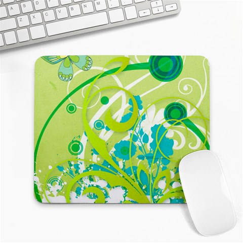 Green Blue Flower Art Large Mousepad from ArtsNow.com Front