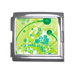 Green Blue Flower Art Mega Link Italian Charm (18mm)