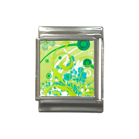 Green Blue Flower Art Italian Charm (13mm) from ArtsNow.com Front