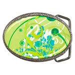 Green Blue Flower Art Belt Buckle