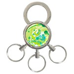 Green Blue Flower Art 3-Ring Key Chain