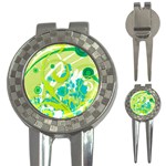 Green Blue Flower Art 3-in-1 Golf Divot