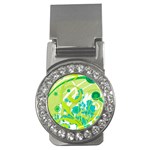 Green Blue Flower Art Money Clip (CZ)