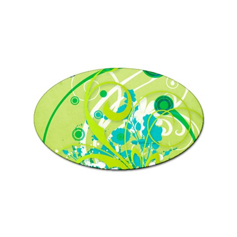 Green Blue Flower Art Sticker (Oval) from ArtsNow.com Front