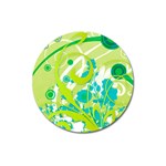 Green Blue Flower Art Magnet 3  (Round)