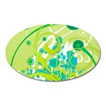 Green Blue Flower Art Magnet (Oval)