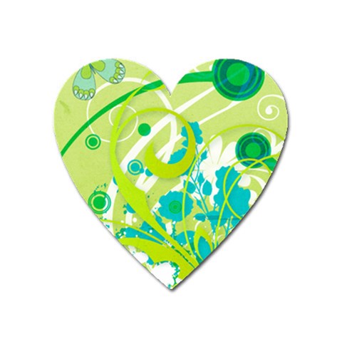 Green Blue Flower Art Magnet (Heart) from ArtsNow.com Front