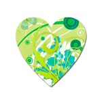 Green Blue Flower Art Magnet (Heart)