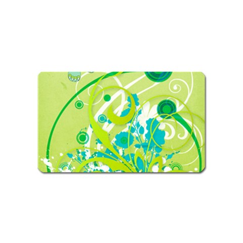 Green Blue Flower Art Magnet (Name Card) from ArtsNow.com Front