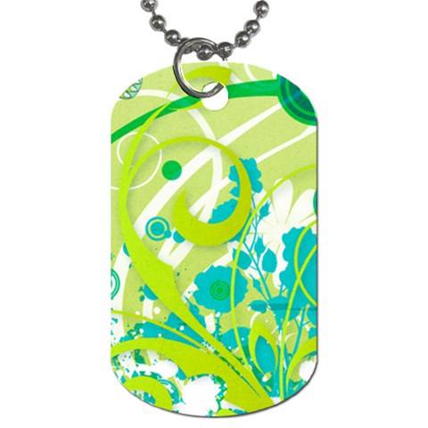 Green Blue Flower Art Dog Tag (One Side) from ArtsNow.com Front