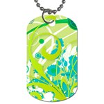 Green Blue Flower Art Dog Tag (One Side)