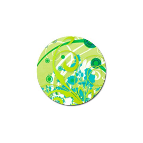 Green Blue Flower Art Golf Ball Marker from ArtsNow.com Front