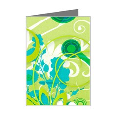 Green Blue Flower Art Mini Greeting Card from ArtsNow.com Left