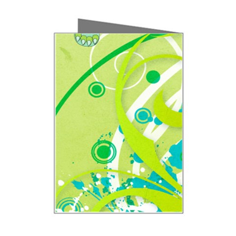 Green Blue Flower Art Mini Greeting Card from ArtsNow.com Right