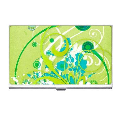 Green Blue Flower Art Business Card Holder from ArtsNow.com Front