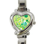 Green Blue Flower Art Heart Italian Charm Watch