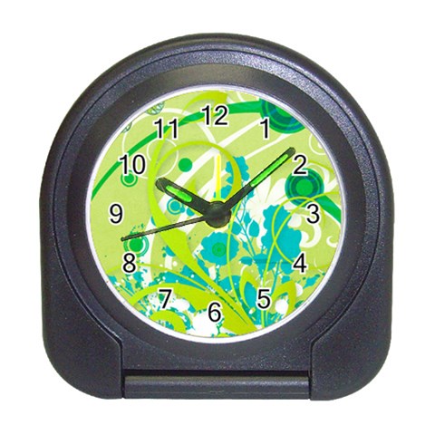 Green Blue Flower Art Travel Alarm Clock from ArtsNow.com Front