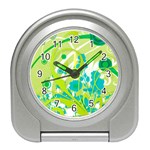 Green Blue Flower Art Travel Alarm Clock