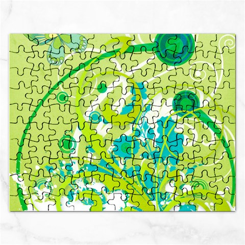 Green Blue Flower Art Jigsaw Puzzle (Rectangular) from ArtsNow.com Front