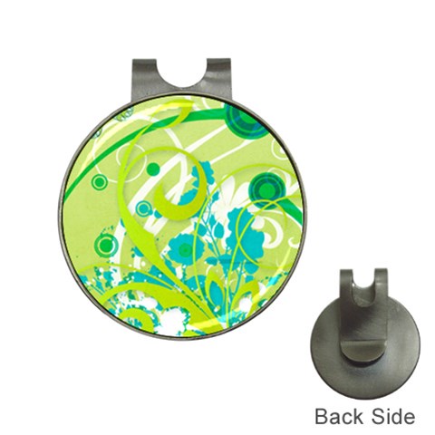 Green Blue Flower Art Golf Ball Marker Hat Clip from ArtsNow.com Front