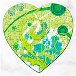 Green Blue Flower Art Jigsaw Puzzle (Heart)