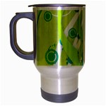 Green Blue Flower Art Travel Mug (Silver Gray)