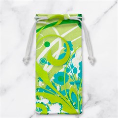 Green Blue Flower Art Jewelry Bag from ArtsNow.com Front