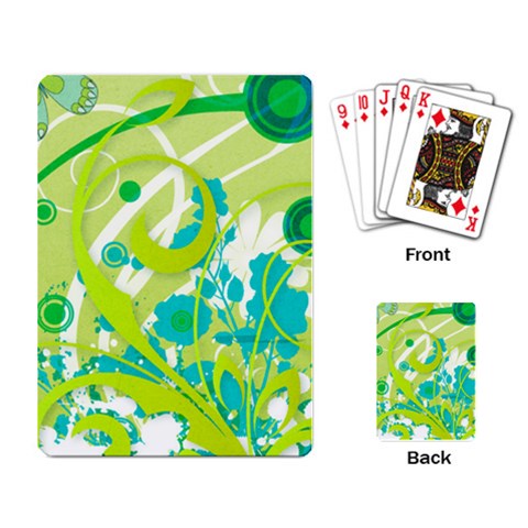 Green Blue Flower Art Playing Cards Single Design from ArtsNow.com Back