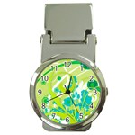 Green Blue Flower Art Money Clip Watch