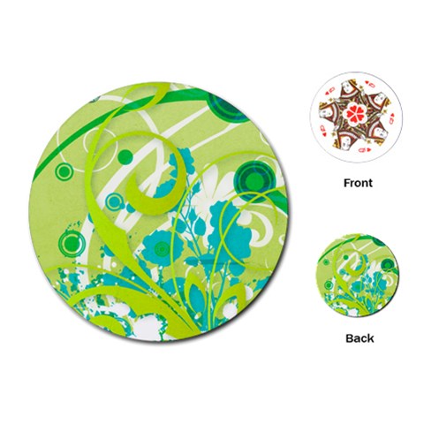 Green Blue Flower Art Playing Cards (Round) from ArtsNow.com Front