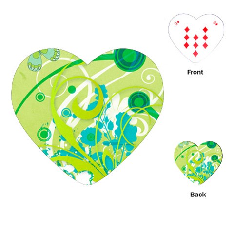 Green Blue Flower Art Playing Cards (Heart) from ArtsNow.com Front