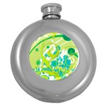 Green Blue Flower Art Hip Flask (5 oz)