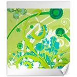 Green Blue Flower Art Canvas 8  x 10 