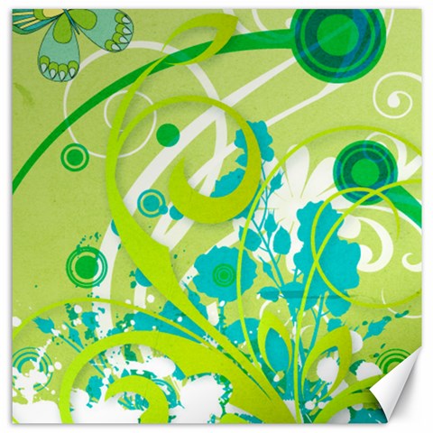 Green Blue Flower Art Canvas 12  x 12  from ArtsNow.com 11.4 x11.56  Canvas - 1