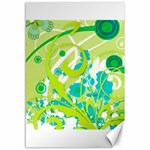 Green Blue Flower Art Canvas 12  x 18 