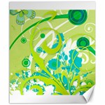 Green Blue Flower Art Canvas 20  x 24 