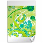 Green Blue Flower Art Canvas 24  x 36 