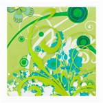 Green Blue Flower Art Medium Glasses Cloth