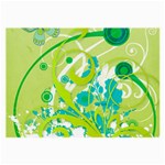 Green Blue Flower Art Large Glasses Cloth