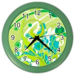 Green Blue Flower Art Color Wall Clock