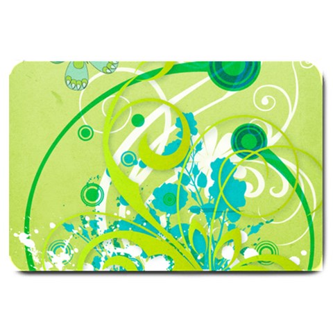 Green Blue Flower Art Large Doormat from ArtsNow.com 30 x20  Door Mat