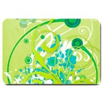 Green Blue Flower Art Large Doormat