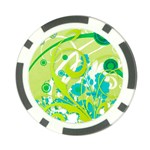 Green Blue Flower Art Poker Chip Card Guard