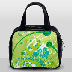 Green Blue Flower Art Classic Handbag (Two Sides) from ArtsNow.com Front