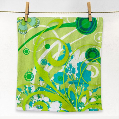 Green Blue Flower Art Face Towel from ArtsNow.com Front