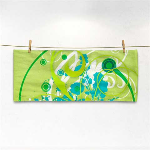 Green Blue Flower Art Hand Towel from ArtsNow.com Front